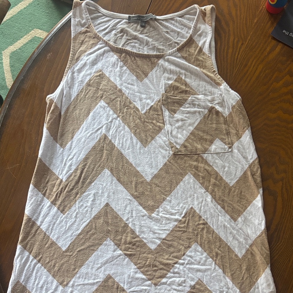 Chevron Patterned Tan and White Women's dress/cover up.